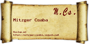 Mitzger Csaba névjegykártya